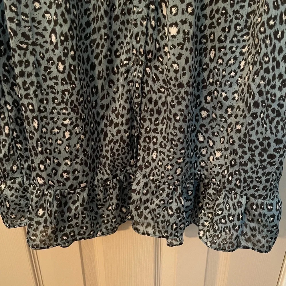 Zara Long Sleeve Animal Print Ruffle Mini Dress